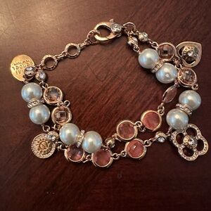 Henri Bendel Vintage Double Strand Rose Gold Statement Charm Bracelet in EUC